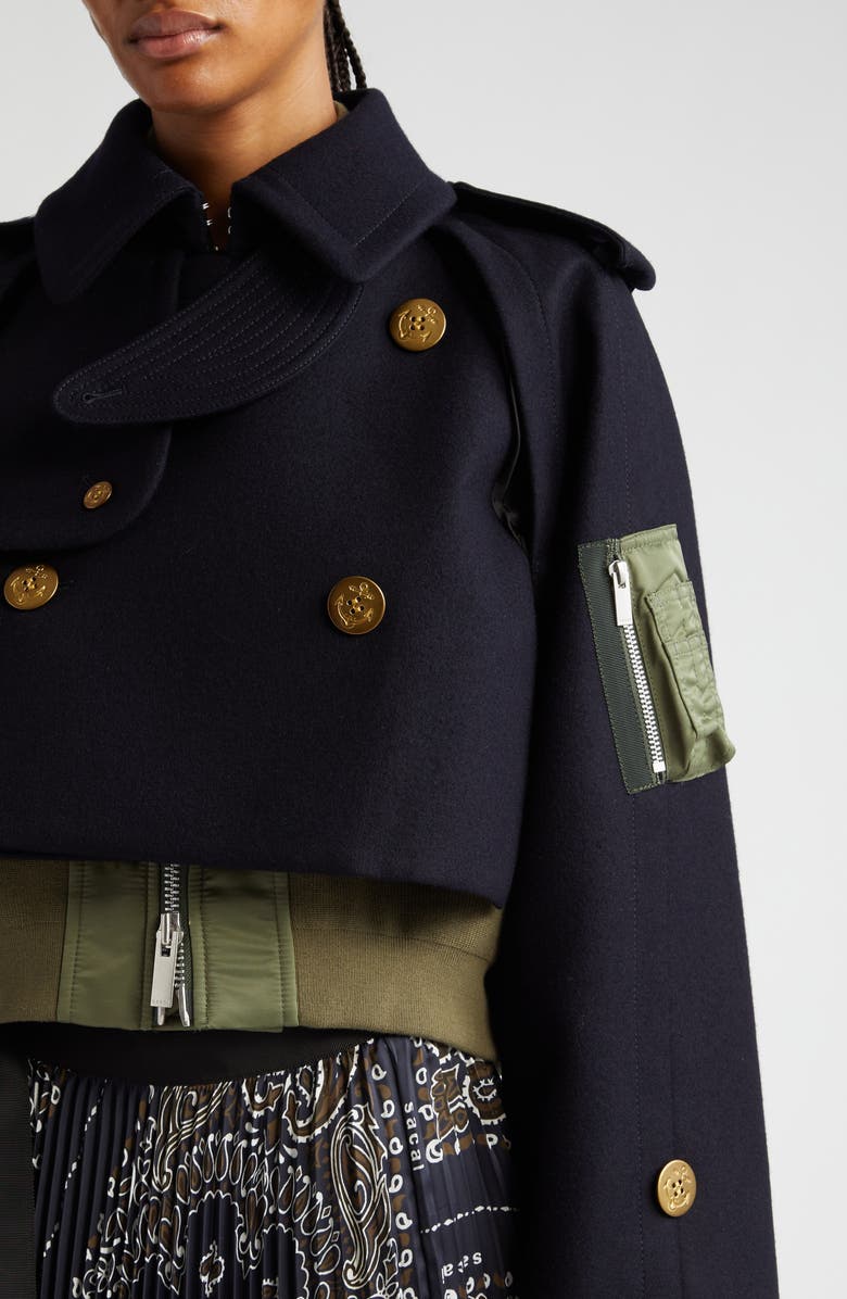 Sacai Melton Mixed Media Jacket, Alternate, color,