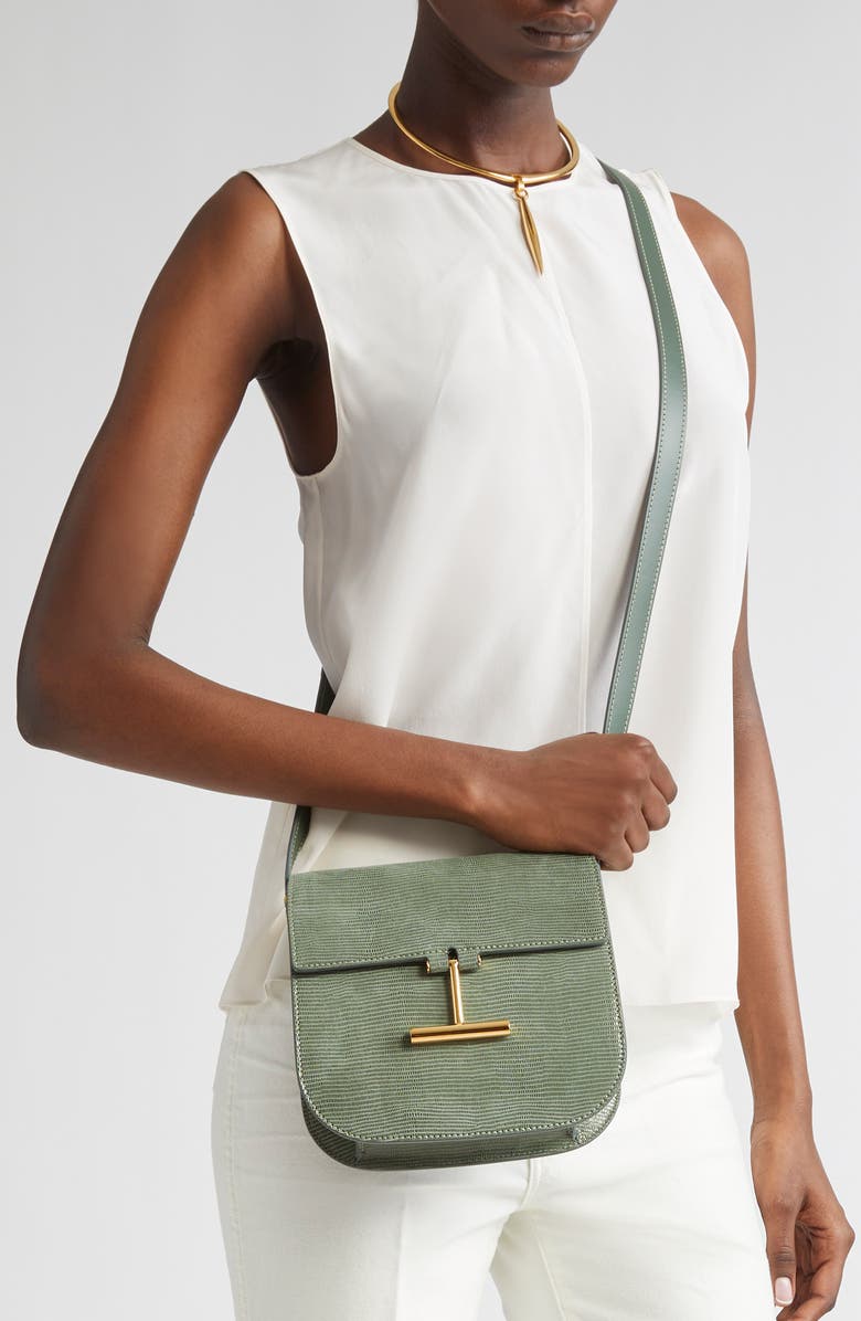 TOM FORD Mini Tara Lizard Embossed Suede Crossbody Bag, Alternate, color,