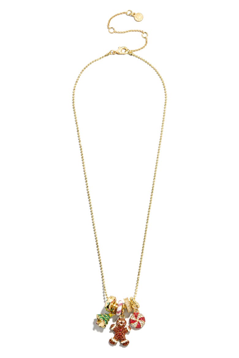 Holly Jolly Christmas Charm Necklace, Main, color, GOLD MULTI