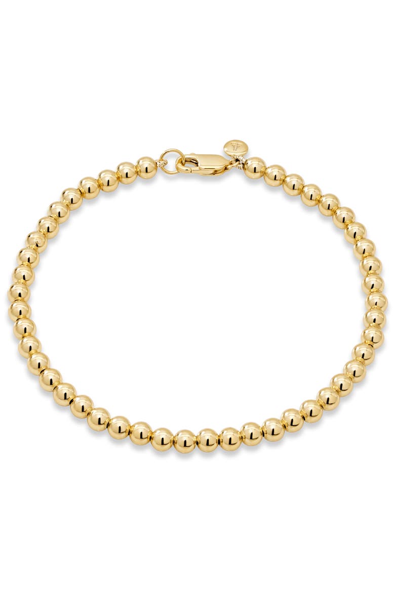 4mm Beaded Ball Chain Bracelet in Gold Plated Sterling Silver, Main, color, Yellow Gold