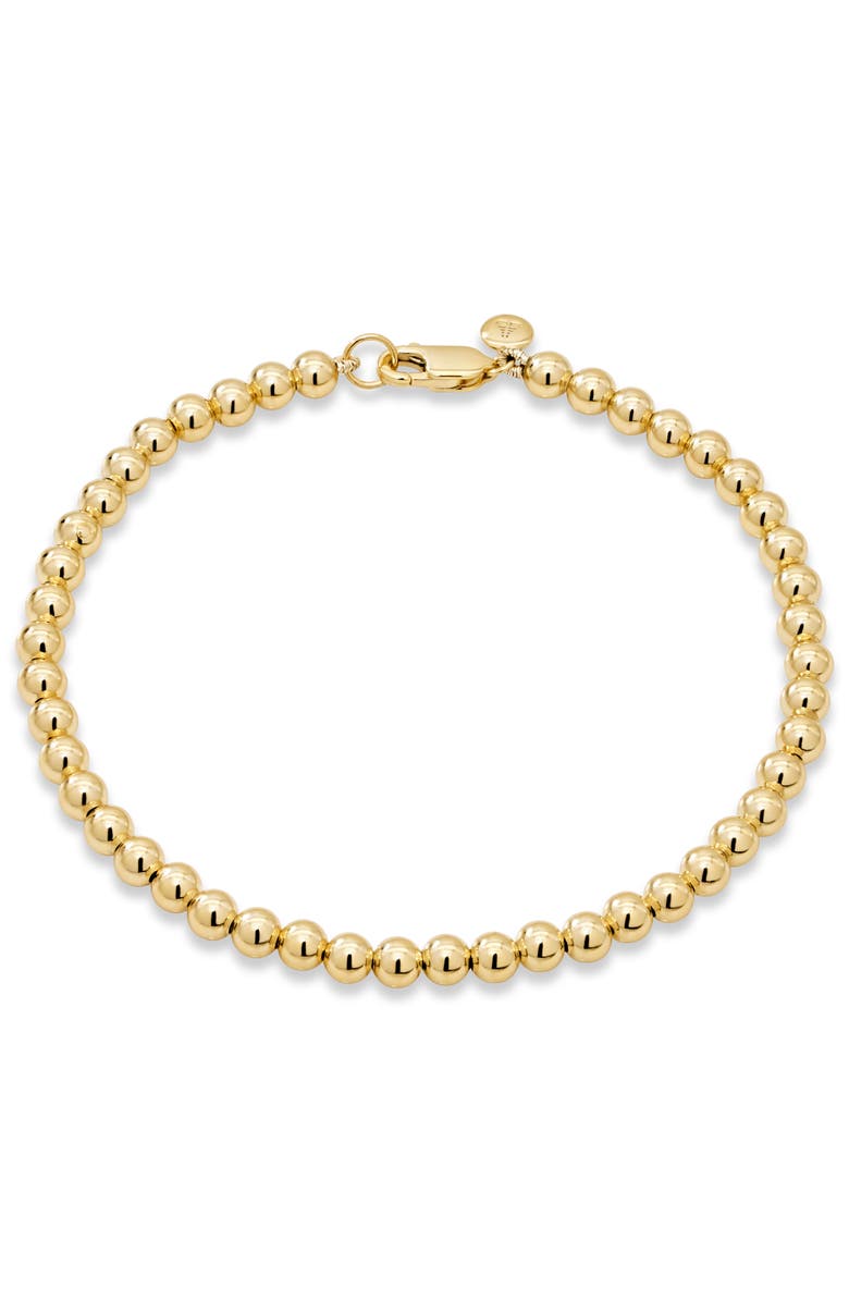 DEVATA 4mm Beaded Ball Chain Bracelet in Gold Plated Sterling Silver, Main, color, Yellow Gold