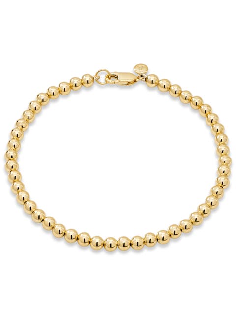 4mm Beaded Ball Chain Bracelet in Gold Plated Sterling Silver