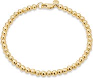 DEVATA 4mm Beaded Ball Chain Bracelet in Gold Plated Sterling Silver