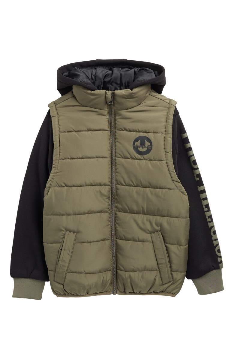 True Religion Kids' Twofer Vest Jacket, Main, color, Kalam