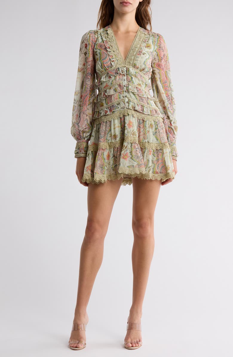 AllSaints Zaphia Floral Long Sleeve Tiered Dress, Main, color,