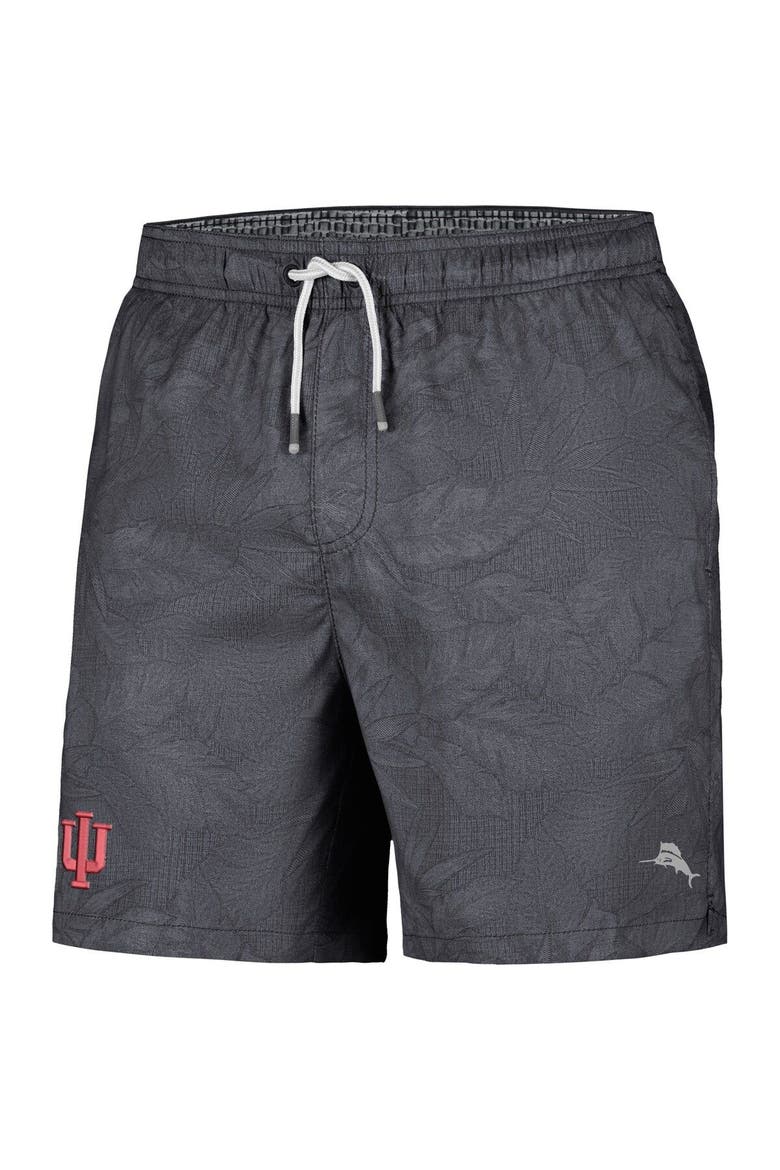Men's Tommy Bahama Black Indiana Hoosiers Naples Layered Leaves Swim Trunks, Alternate, color, Black