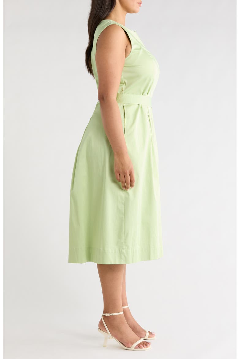 Tie Waist Sleeveless Stretch Poplin Maxi Dress, Alternate, color, COOL SAGE