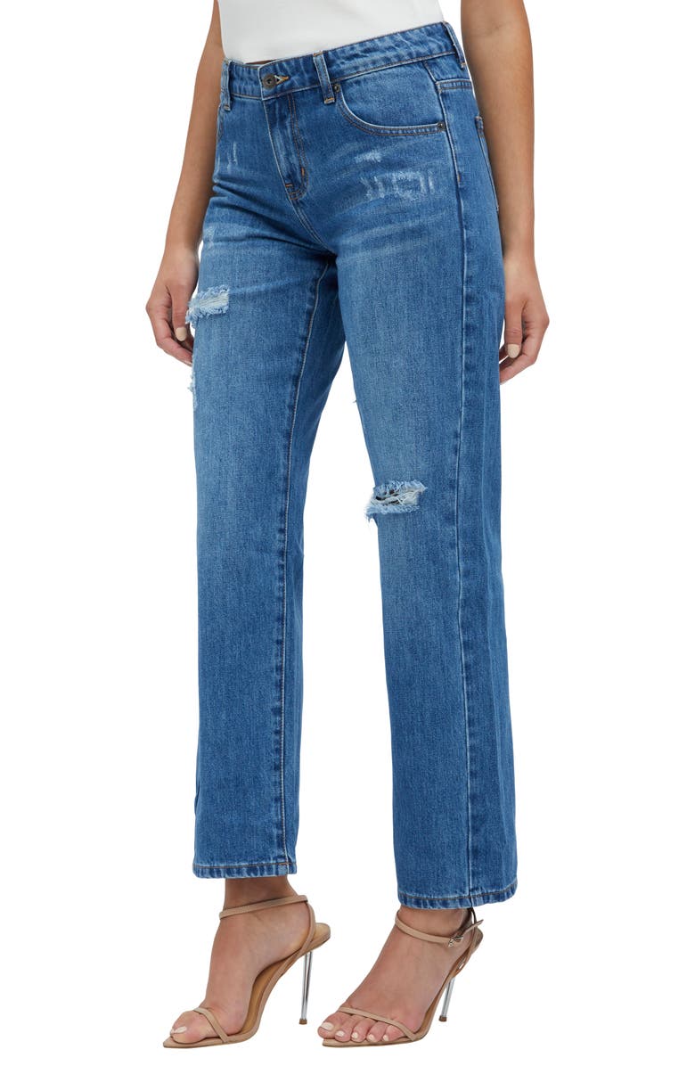 Bardot Lola Distressed Straight Leg Jeans, Alternate, color,