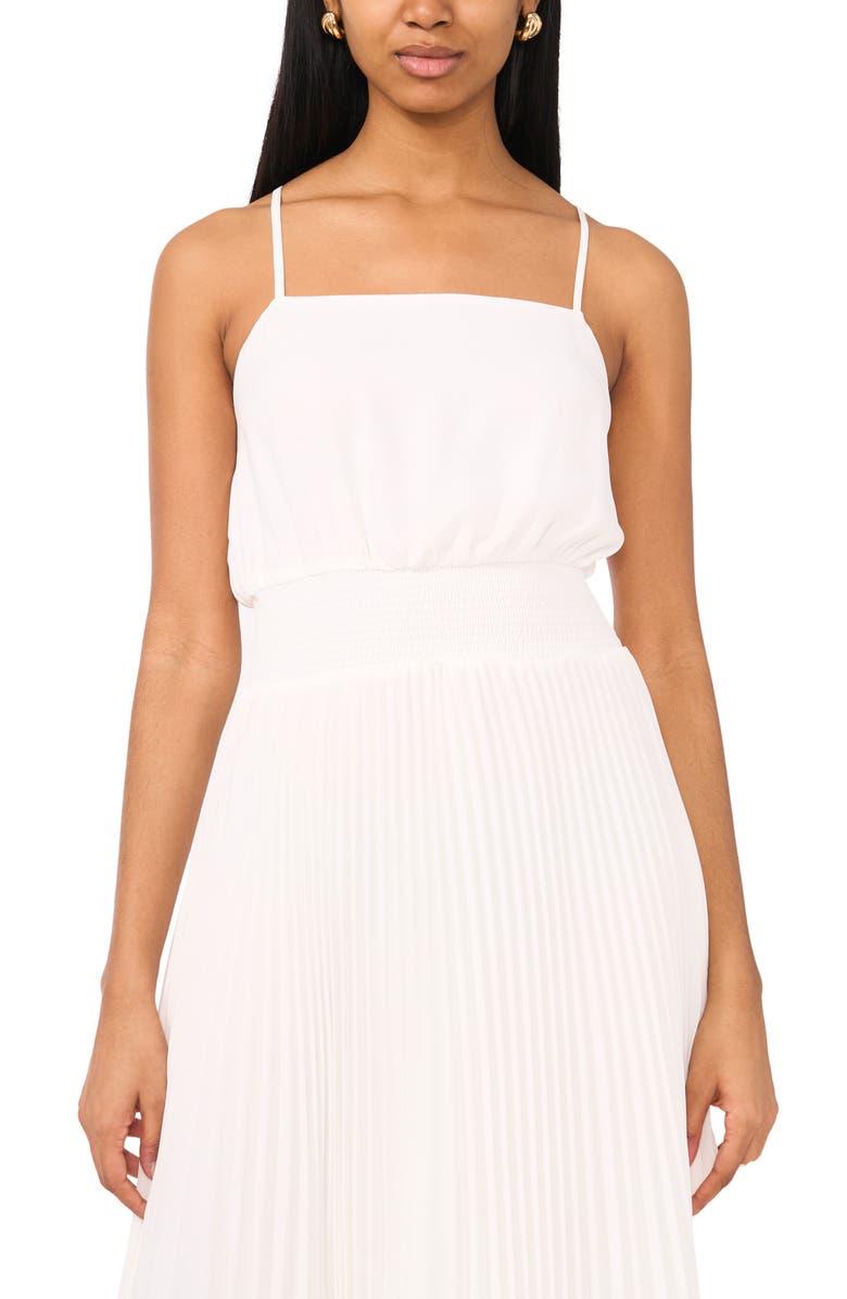 Halogen<sup>®</sup> Pleated Sharkbite Hem Midi Dress, Alternate, color, New Ivory