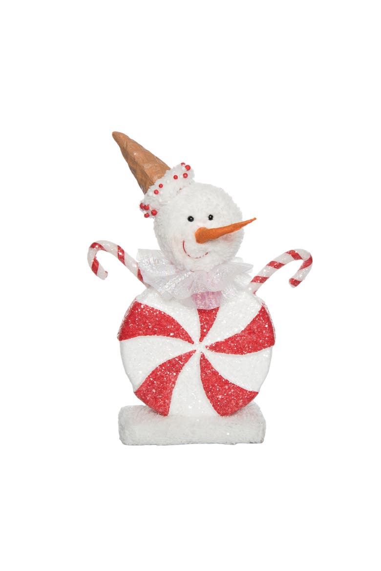 Foam Peppermint Snowman Decorative Figurine for Christmas, Main, color, Red