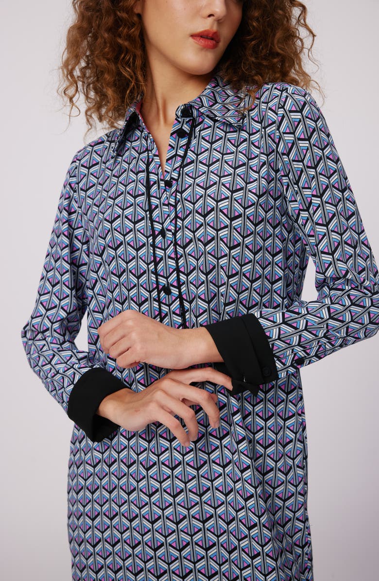 DVF Tamina Geo Print Long Sleeve Shirtdress, Alternate, color,