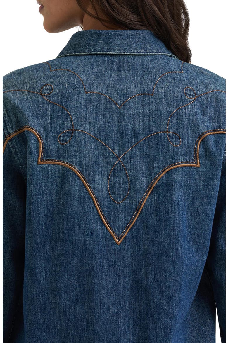Tess Dramatic Collar Western Denim Shirt, Alternate, color, SALOON SHADOW