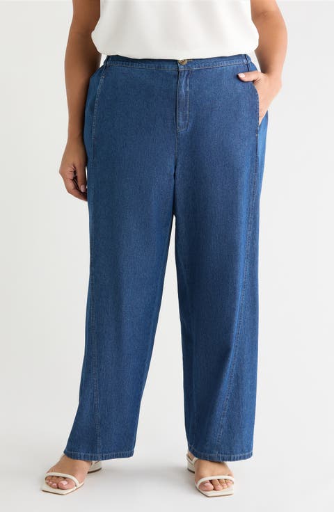 Curved Seam Ankle Jeans (Plus)