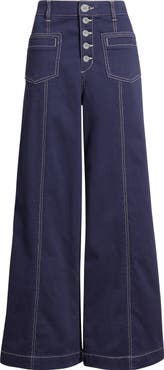 Wit & Wisdom 'Ab'Solution Skyrise High Waist Exposed Button Fly Wide Leg Pants