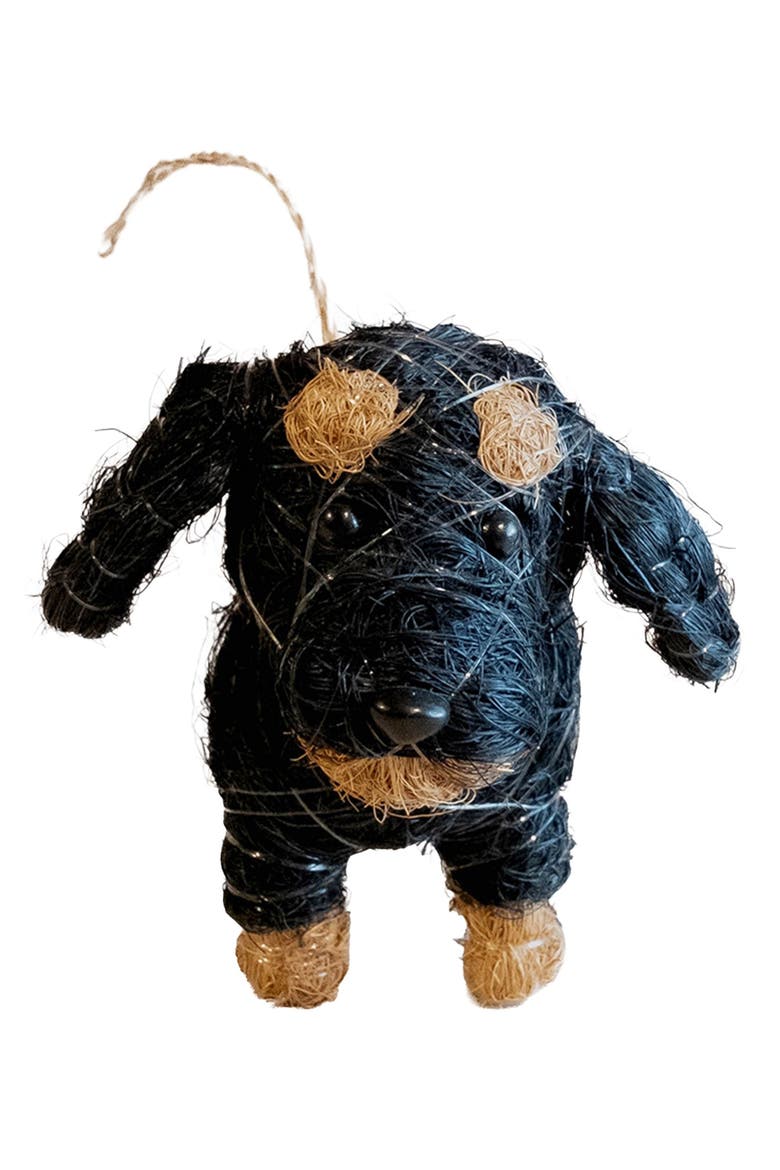 Dachshund Handwoven Ornament, Alternate, color, BLACK/ BROWN