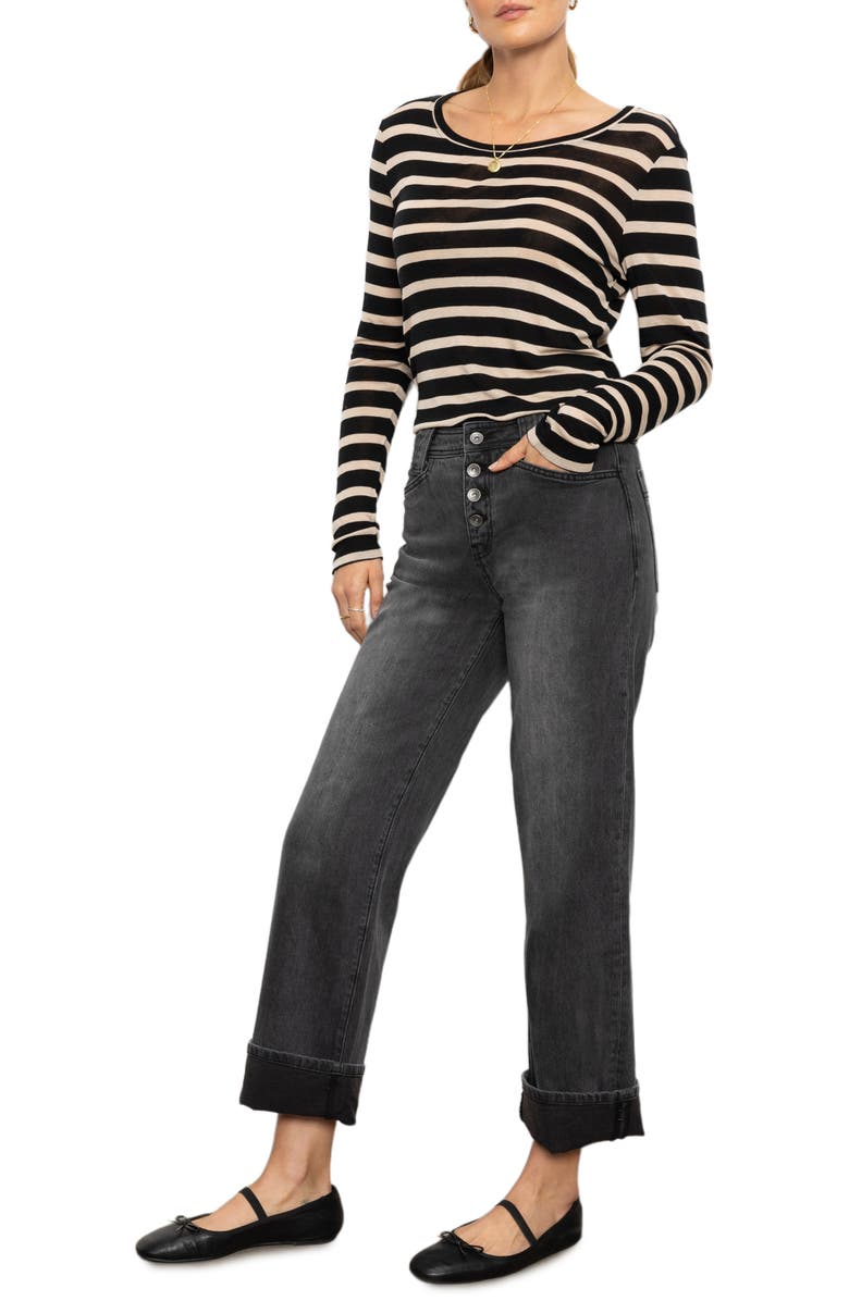 Sanctuary Luna Button Fly High Waist Cuff Straight Leg Jeans, Alternate, color, 