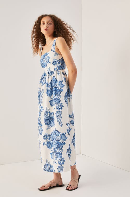 Rebecca Taylor Rosarium Fleur Midi Dress In Delft Combo