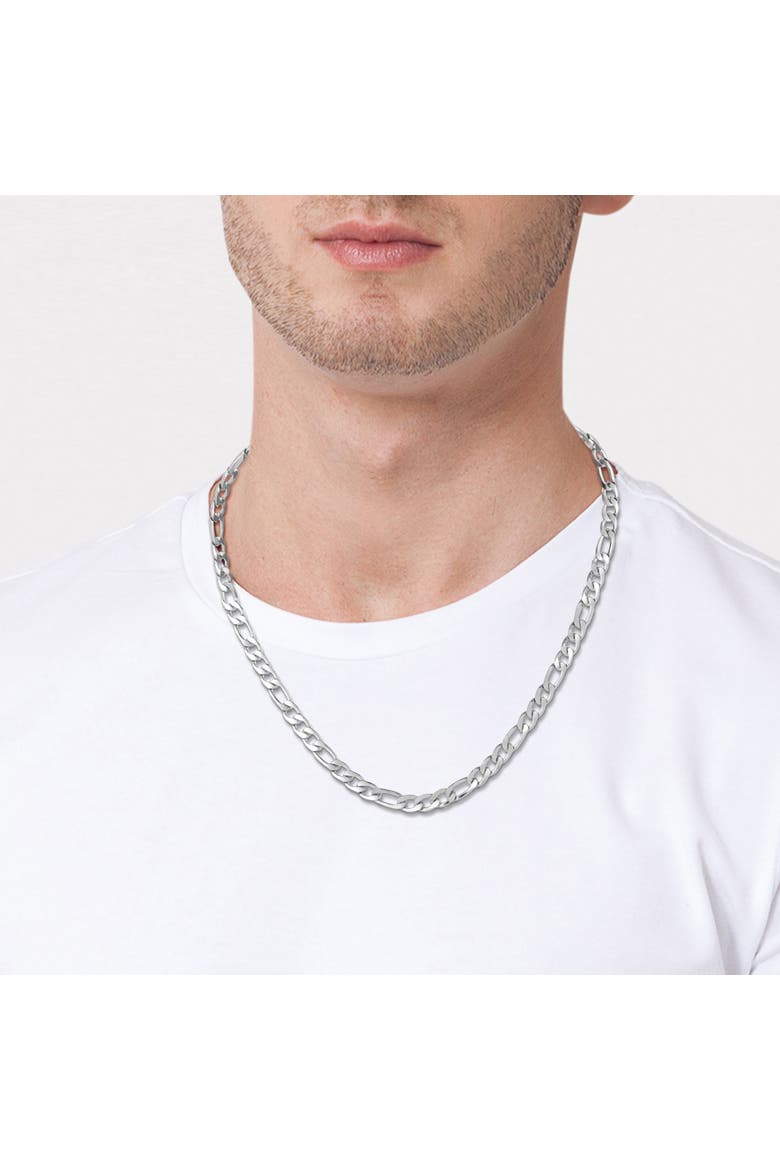 Men's Figaro Chain Necklace, Silver-Tone 22'' Links, Alternate, color, Metallic Silver