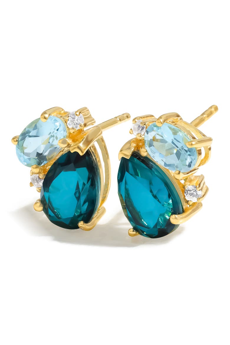 Blue Topaz, Quartz & White Topaz Stud Earrings, Main, color, BLUE