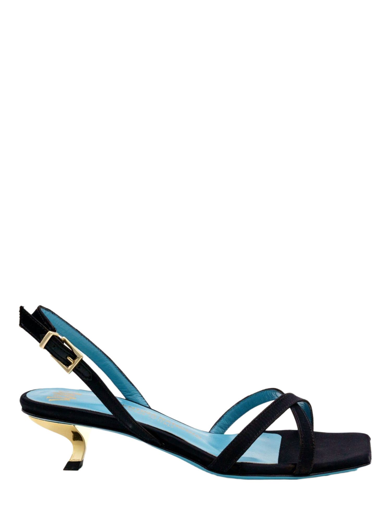 Valentina Rangoni Vulcano Halter Satin Sandal, Alternate, color, Black Rosso