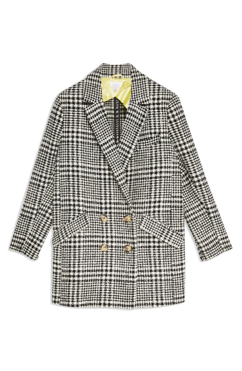 Topshop Pippa Check Coat, Alternate, color,