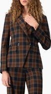 IVONNE Plaid Geometric Double-Breasted Blazer