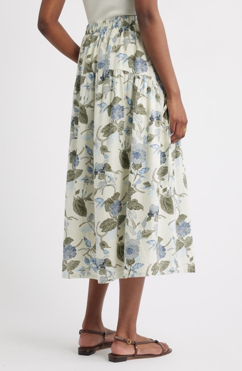 Treasure & Bond Tiered Drop Waist Linen Blend Midi Skirt, Alternate, color, 