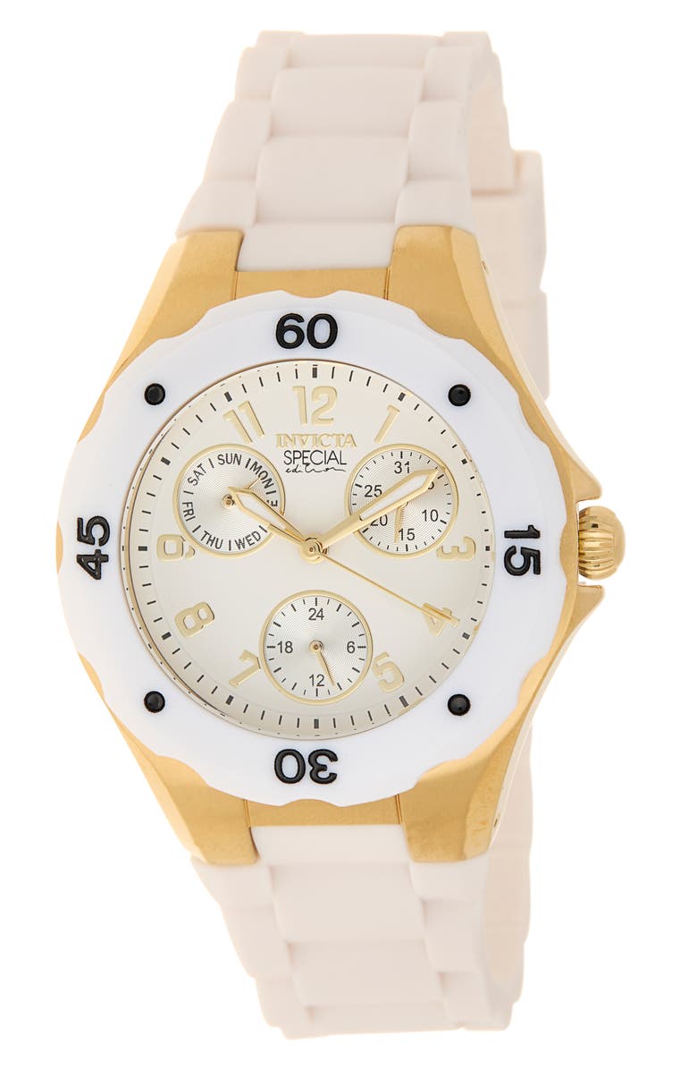 INVICTA Angel Lady Silicone Strap Watch, 38mm, Main, color,