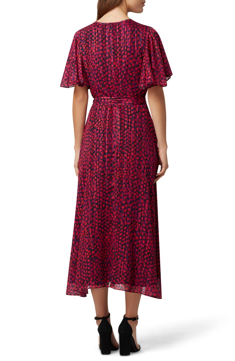 Tahari Metallic Dot Chiffon Midi Dress, Alternate, color,