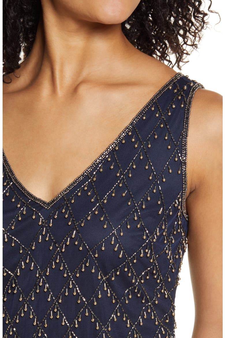 Beaded Sheath Cocktail Dress, Alternate, color, NAVY