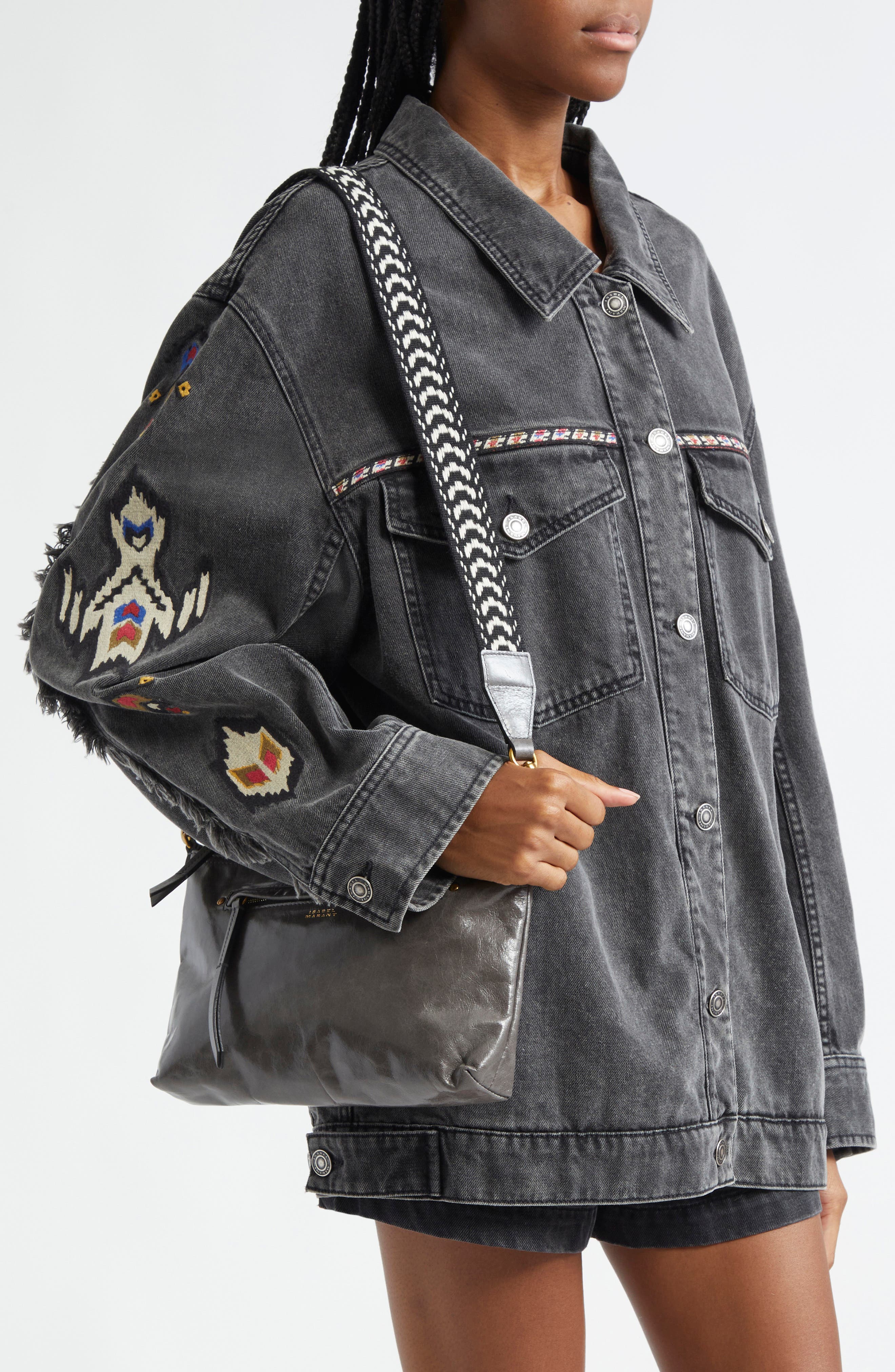 Isabel Marant Nessah Wardy XO Capsule Leather Shoulder Bag, Alternate, color, 