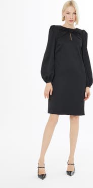Gizia Shoulder-Pad Long Sleeve Buttoned Maxi Dress