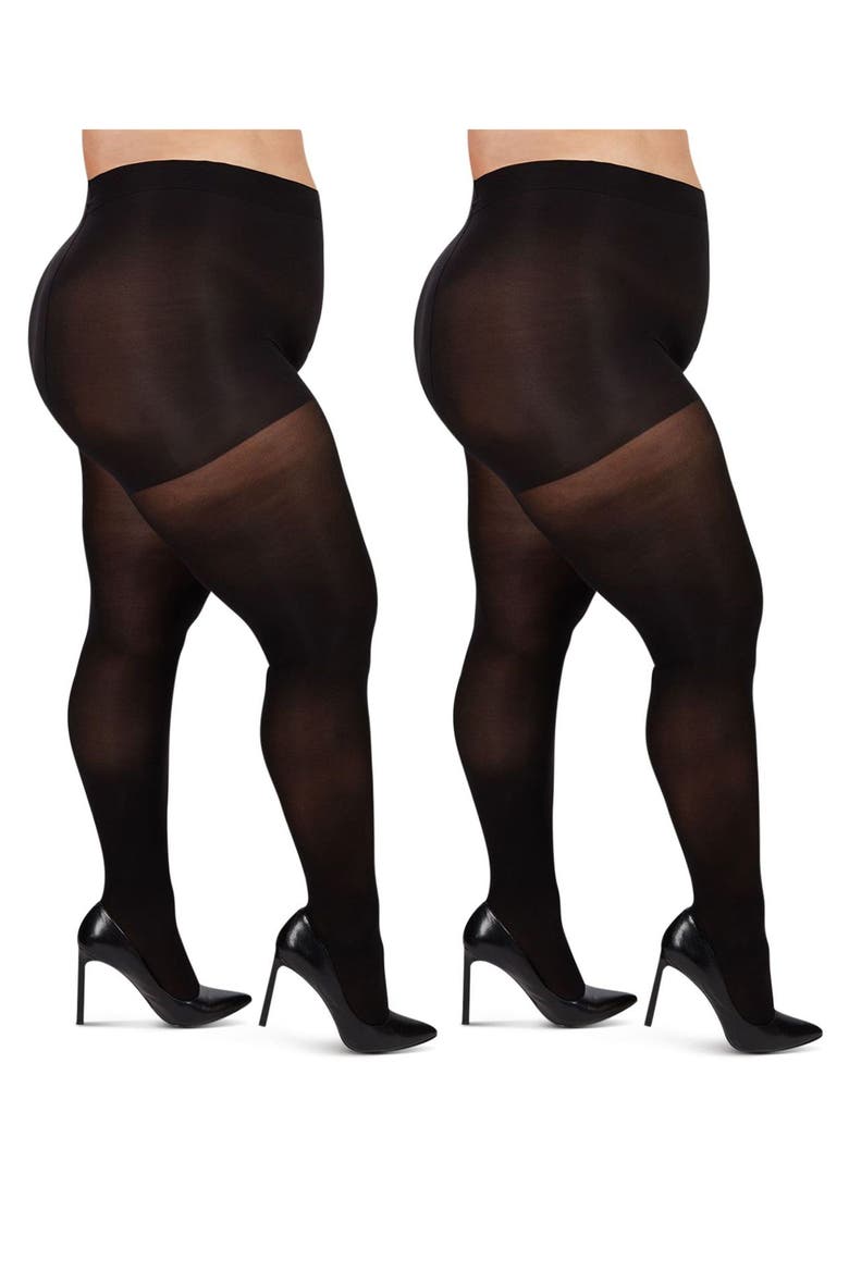 2-Pack Opaque Tights, Main, color, BLACK