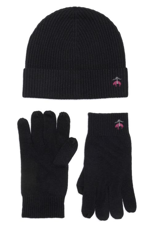 Wool Blend Beanie & Gloves Set
