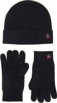 Brooks Brothers Wool Blend Beanie & Gloves Set