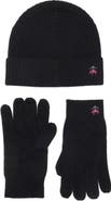 Brooks Brothers Wool Blend Beanie & Gloves Set