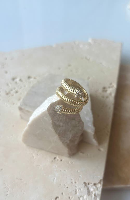Adornia 14k Gold Plated Coil Wrap Cz Ring In Gold