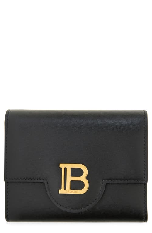 Balmain B-buzz Calfskin Leather Trifold Wallet In Black