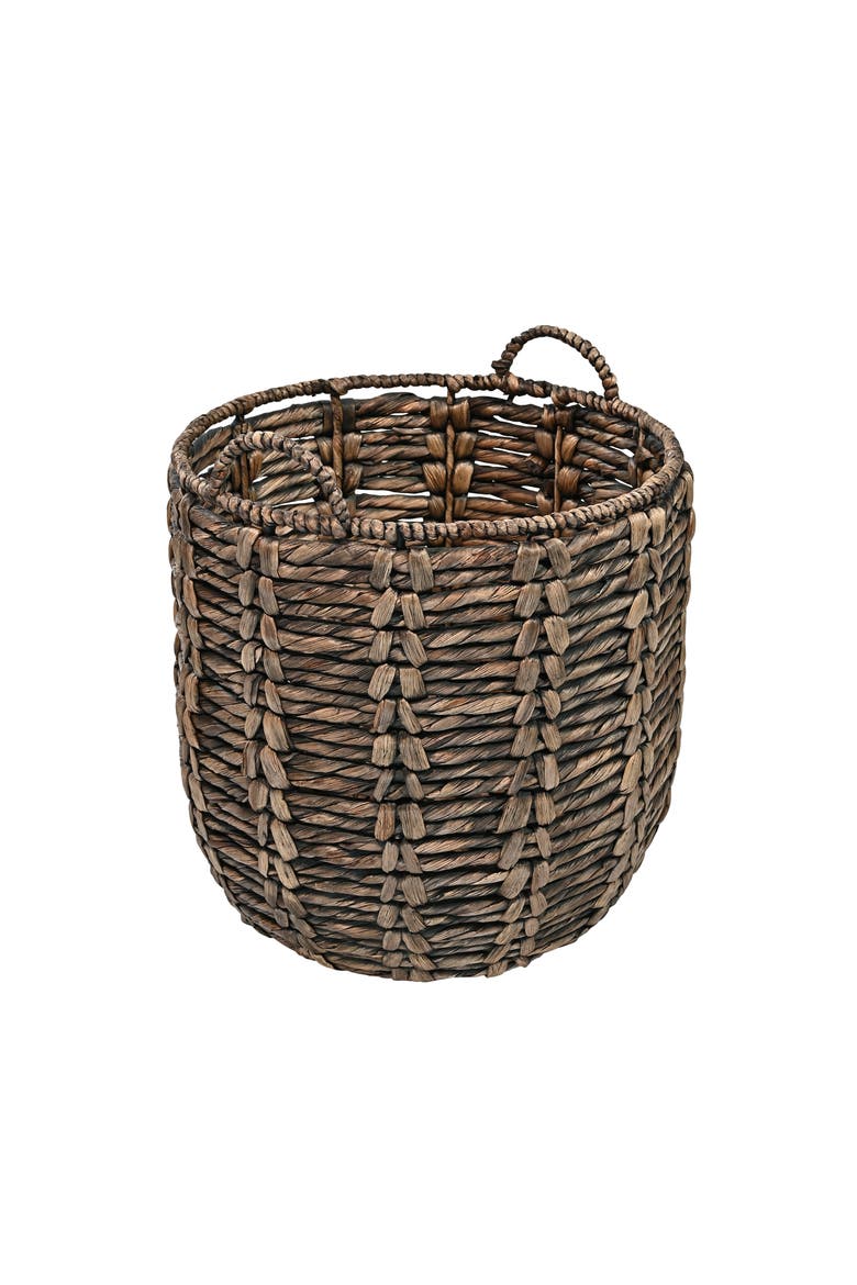 Laurel 19.49" Bohemian Handwoven Abaca Hamper Basket with Handles, Alternate, color, Brown