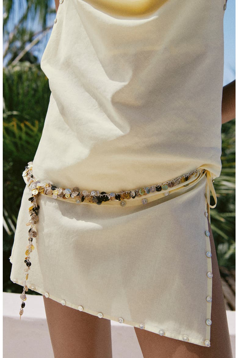 Button Embellished Chain Belt, Alternate, color, SILVER