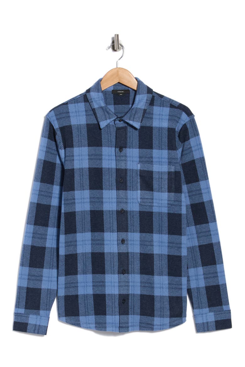 Plaid Knit Shirt Jacket, Main, color, H COASTAL COMBO