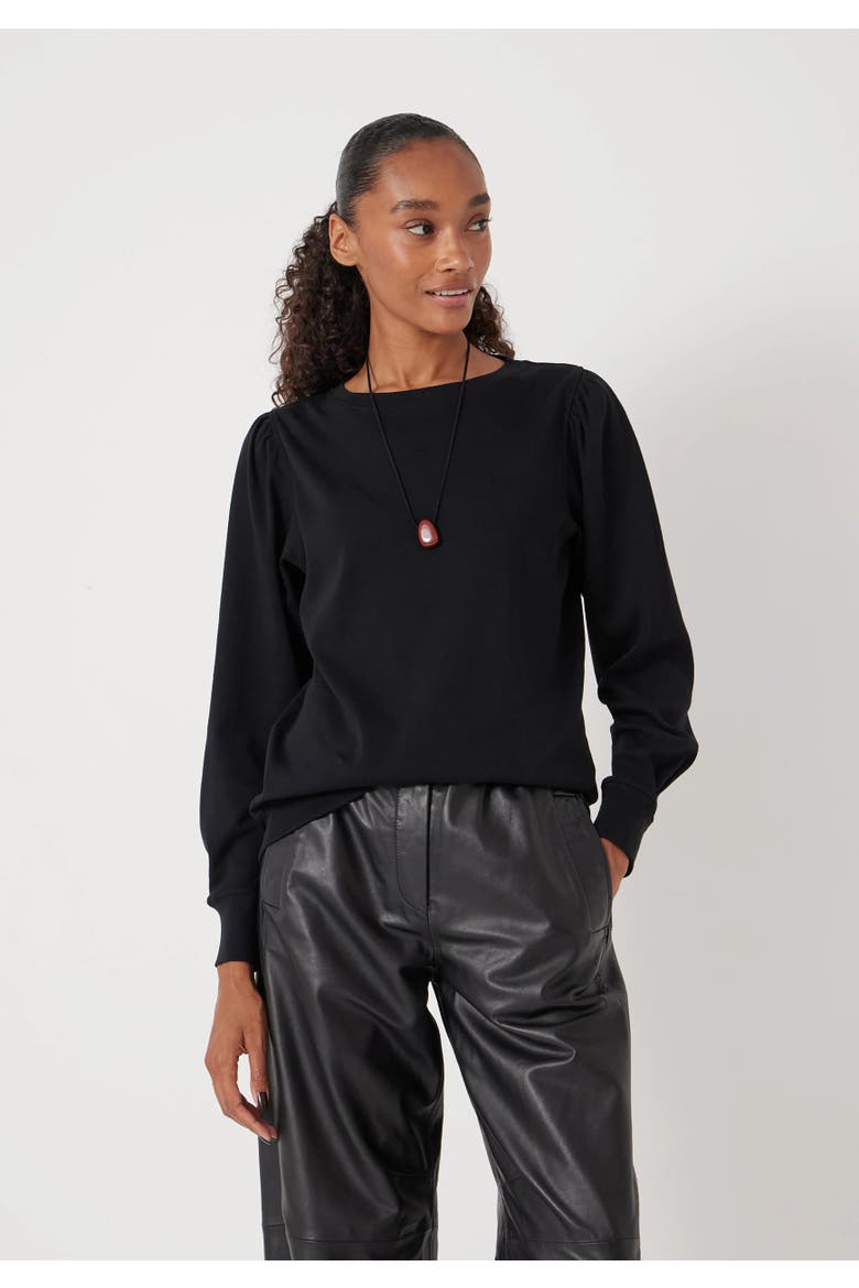 Emily Puff Sleeve Relaxed Top, Main, color, Black