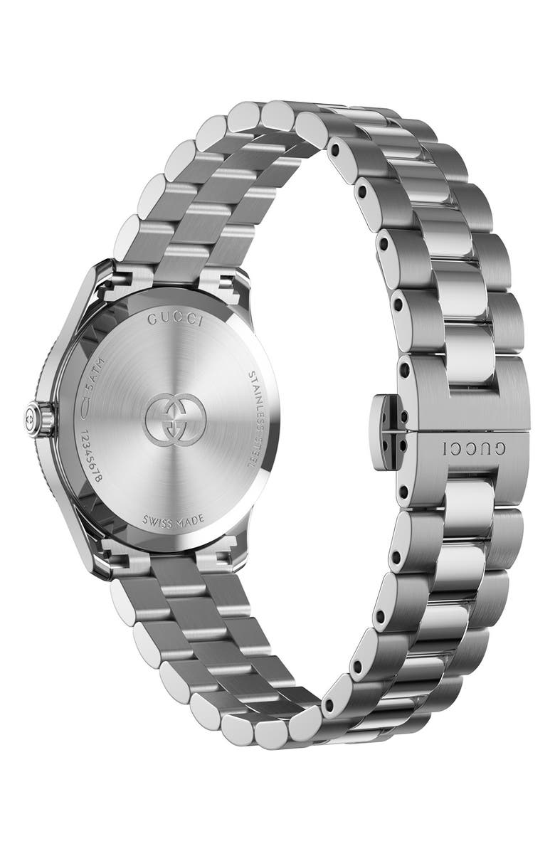Gucci G-Timeless Mother-of-Pearl & Diamond Bracelet Watch, 29mm, Alternate, color, Silver