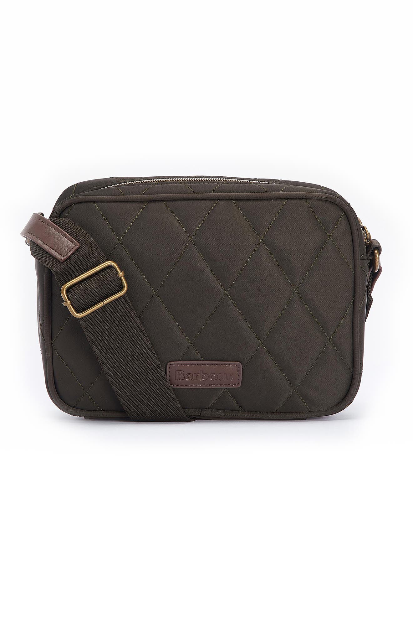 Barbour Diamond Quilted Nylon Crossbody Bag, Main, color, 