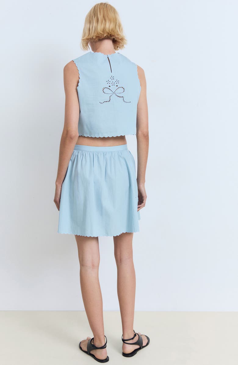 MANGO Embroidered Scallop Skirt, Alternate, color, Sky Blue