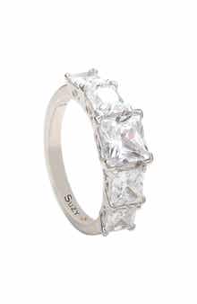 SUZY LEVIAN Sterling Silver Cubic Zirconia Asshcer Cut Ring