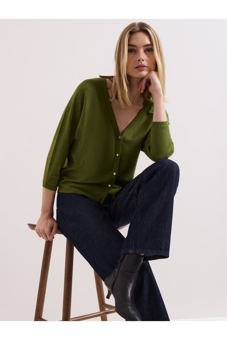 Cristine V-Neck Button-Up Cardigan, Alternate, color, Green