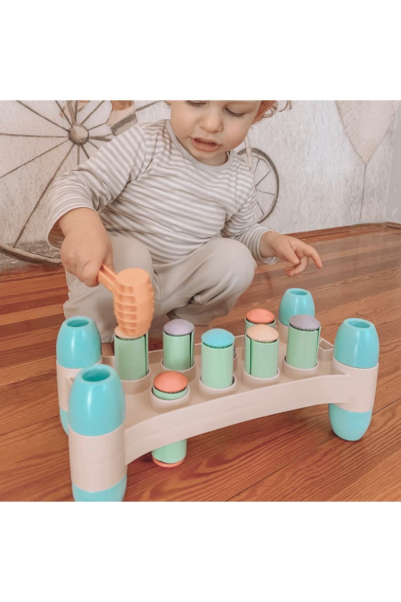 Playeco+ Hammer Peggy Peg Pounding Toy, Interactive Colorful Board, Alternate, color, Multicolored