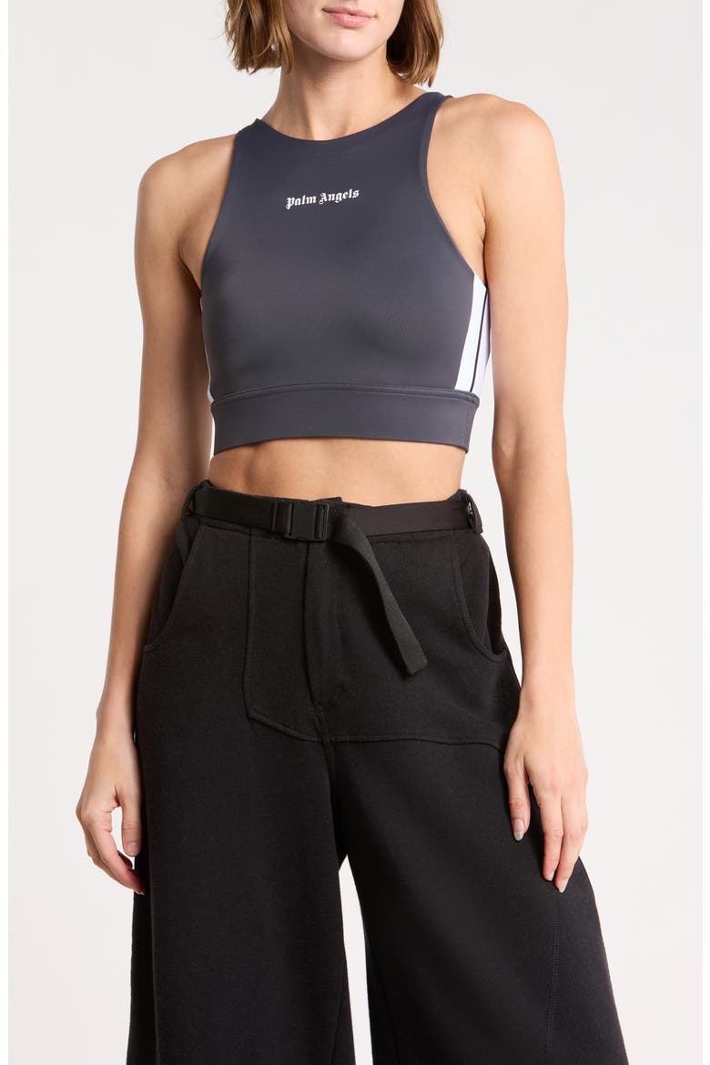 Logo High Neck Tank Top, Main, color, GREY