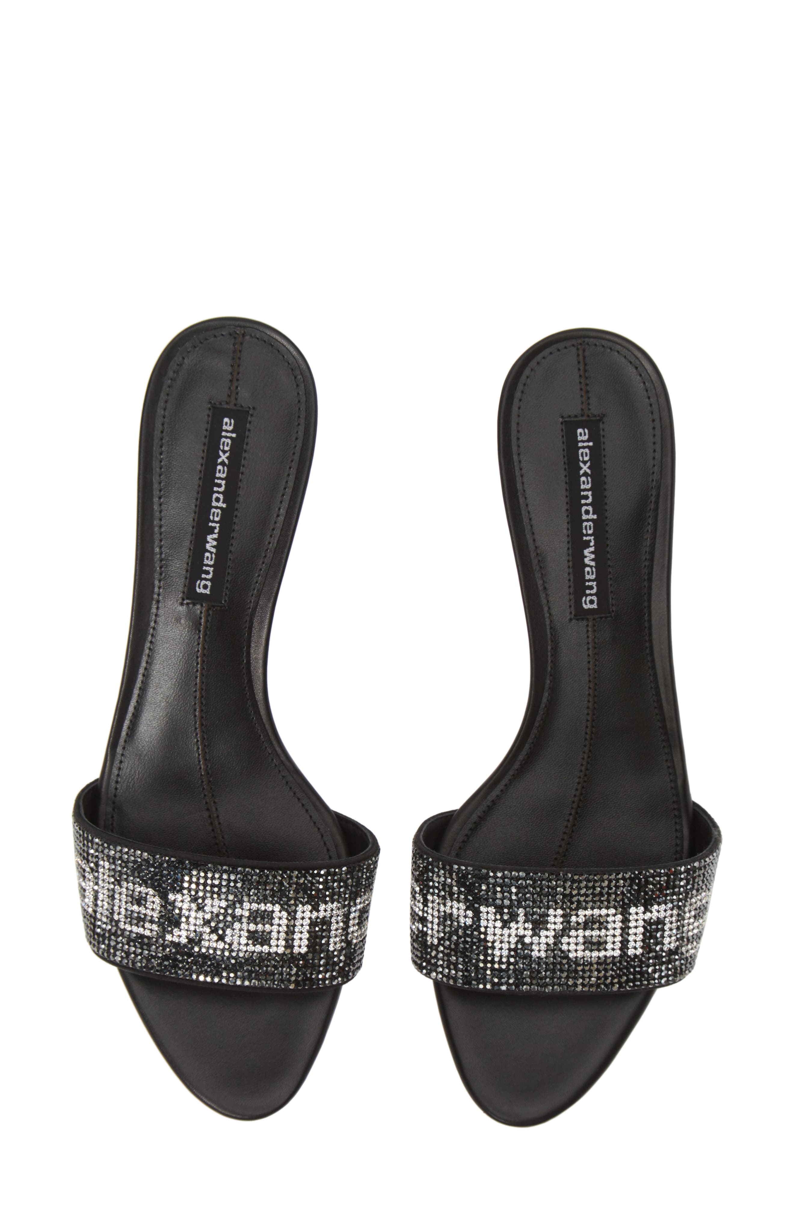 Alexander Wang Jo Crystal Logo Slide Sandals, Alternate, color, 